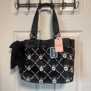Juicy Couture Black, White and Pink Skull Tote